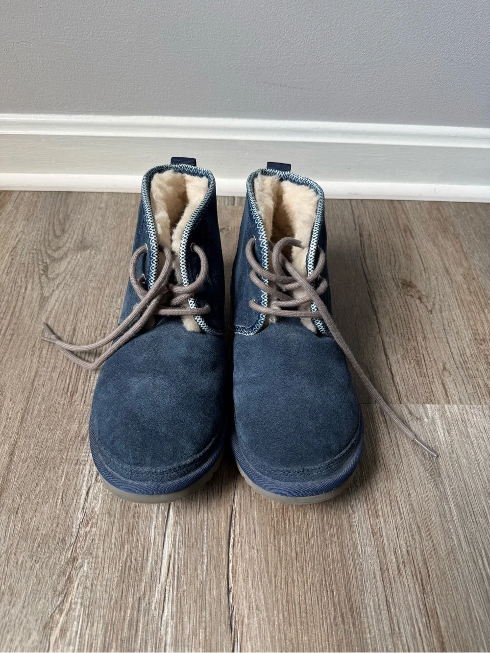 UGG KIDS Neumel Boots Tread Lite Suede Boots Sherpa Comfy Navy Blue Size Kids 4